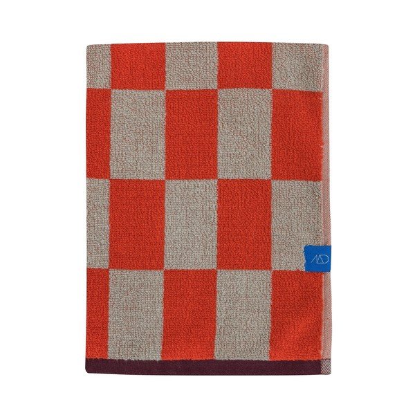 Asciugamano tipo terry arancione/beige in cotone organico 70x133 cm Retro – Mette Ditmer Denmark