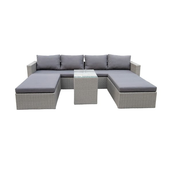 Set da giardino in rattan artificiale grigio per 4 persone Drammen - Bonami Selection