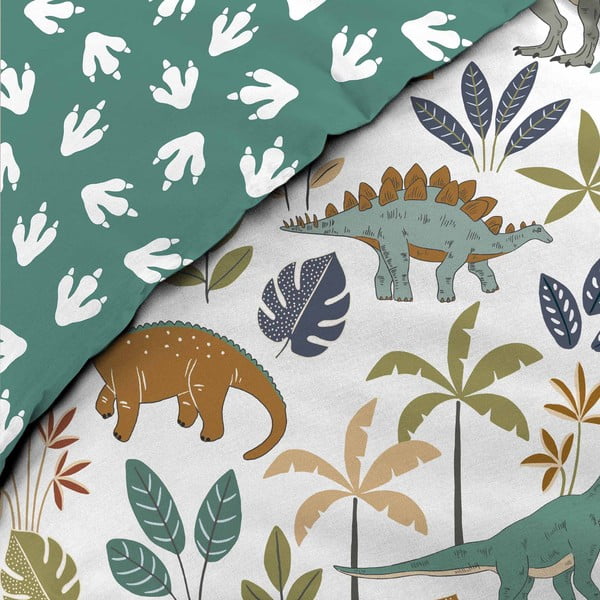 Set copripiumino e federa da bambini bianco/verde in cotone per letto singolo 140x200 cm Dina – douceur d'intérieur-image-2