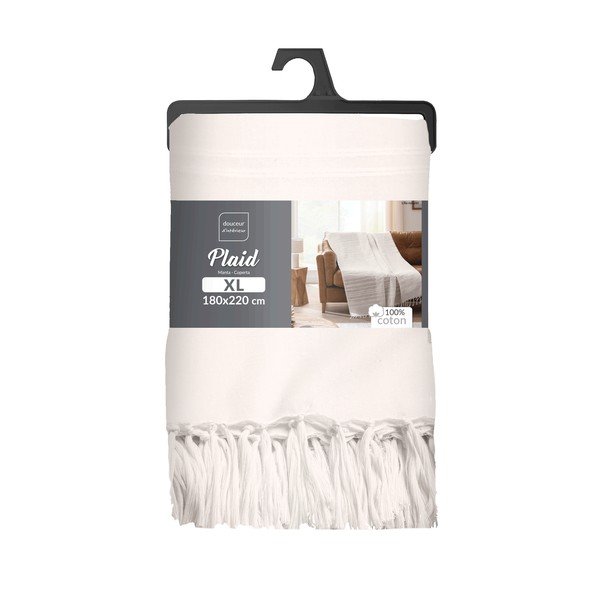 Copriletto color crema in cotone 125x150 cm Lilia – douceur d'intérieur-image-2