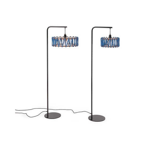 Lampada da terra con struttura nera e grande paralume blu Macaron - EMKO-image-3