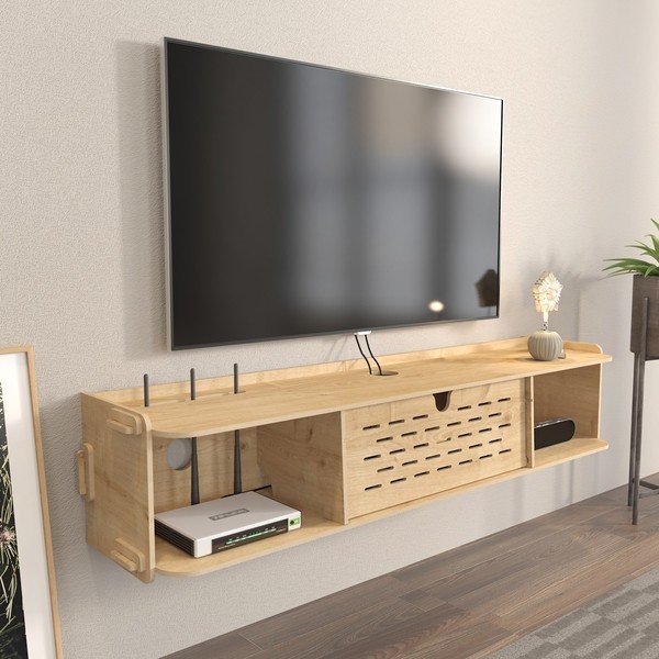 Tavolo TV in rovere naturale 116,5x19,5 cm Sima - Kalune Design-image-1