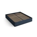 Letto matrimoniale imbottito blu scuro con contenitore/senza testiera con rete inclusa 180x200 cm Susan – Micadoni 