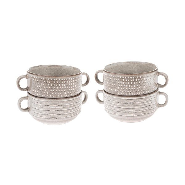 Ciotoline in set per zuppe e minestre marrone chiaro in ceramica 4 pz 470 ml – Dakls