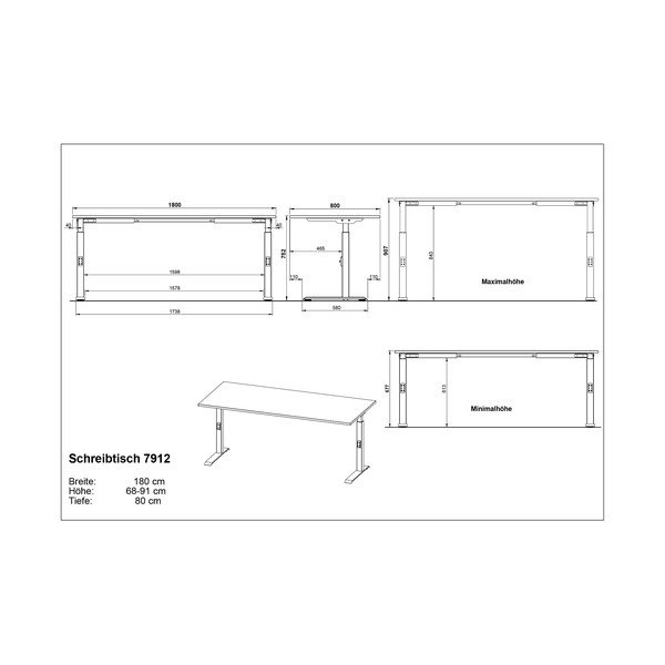 Scrivania regolabile con piano effetto rovere 80x180 cm Downey – Germania-image-3