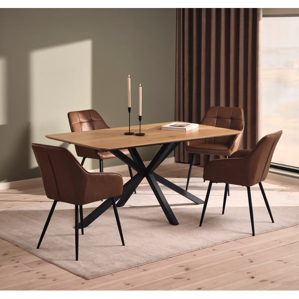 Set di sedie da pranzo marrone in imbottito con braccioli 2 pz Nolan Square – Unique Furniture-image-1