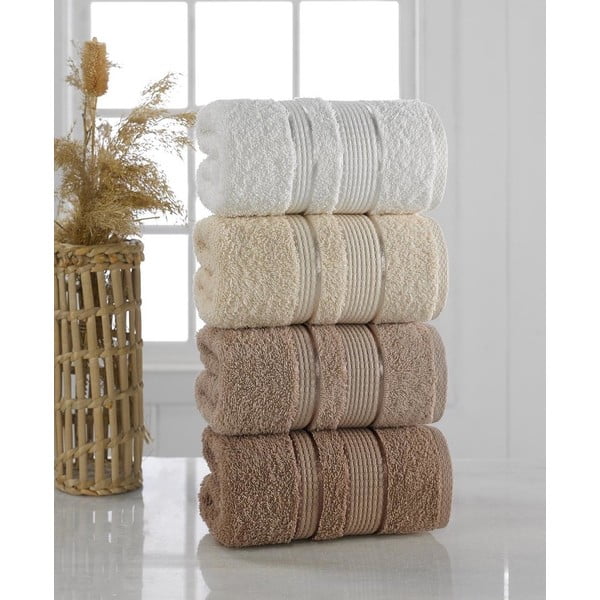 Set di 4 asciugamani in puro cotone marrone, 50 x 85 cm Soft - Cotton Pure