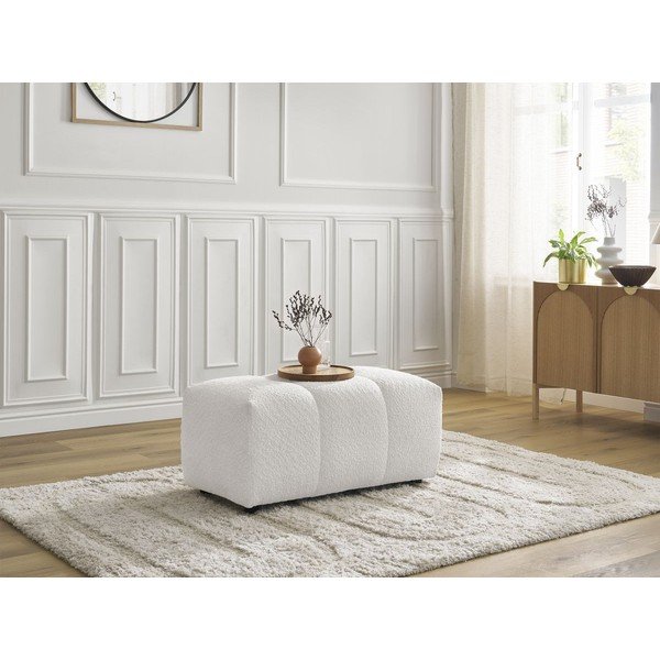 Poggiapiedi bianco con rivestimento in bouclé Roxelane – Bobochic Paris-image-4