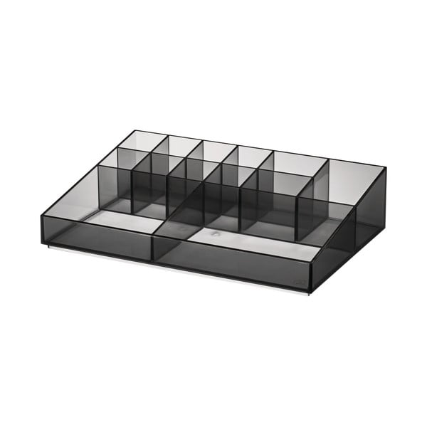 Organizer da bagno nero opaco per cosmetici in plastica riciclata Cosmetic Station - iDesign-image-2