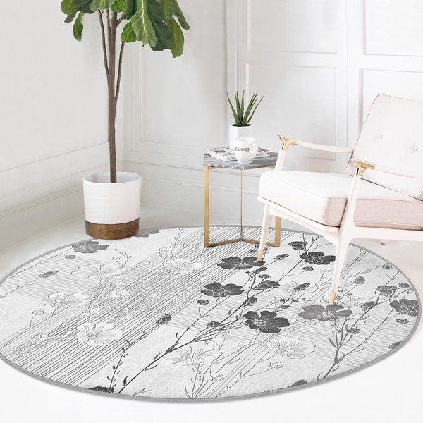 Tappeto rotondo lavabile grigio adatto a robot aspirapolvere ø 80 cm Comfort - Mila Home-image-2