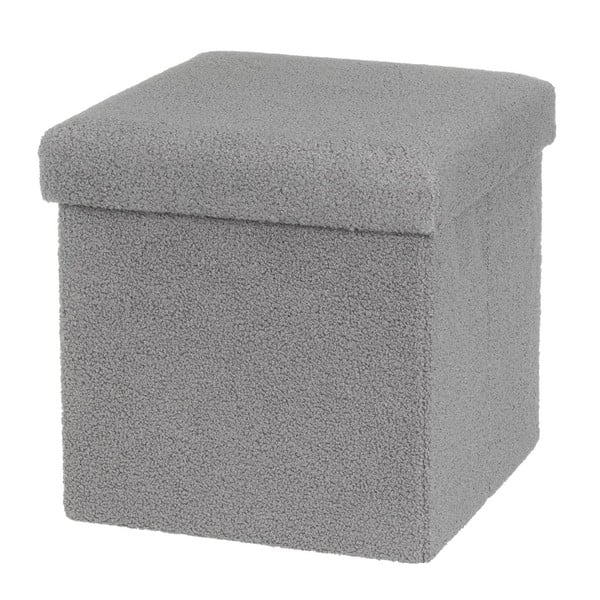 Poggiapiedi grigio con rivestimento in bouclé Folding – Casa Selección