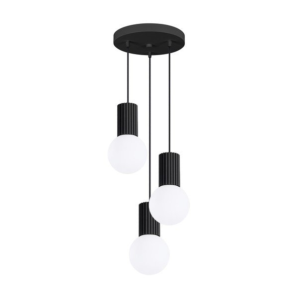 Lampadario nero in metallo con paralume in vetro ø 25 cm Orbital – Sollux