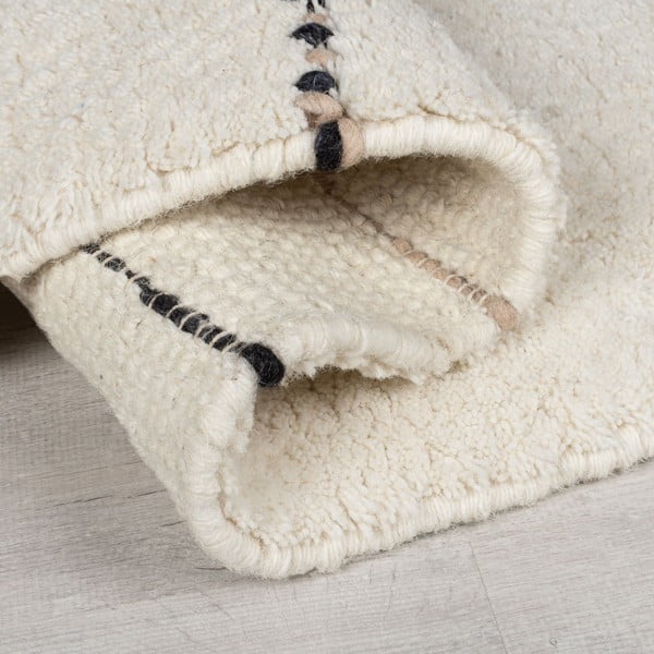 Tappeto in lana color crema tessuto a mano 160x230 cm Dottie Linear - Flair Rugs-image-2