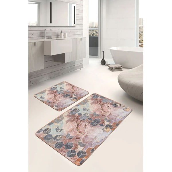 Set di tappetini per il bagno in velluto 2 pz 60x100 cm – Mila Home-image-1