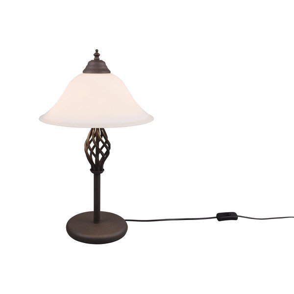Lampada da tavolo marrone scuro con paralume in vetro (altezza totale 50 cm) Rustica – Trio-image-3