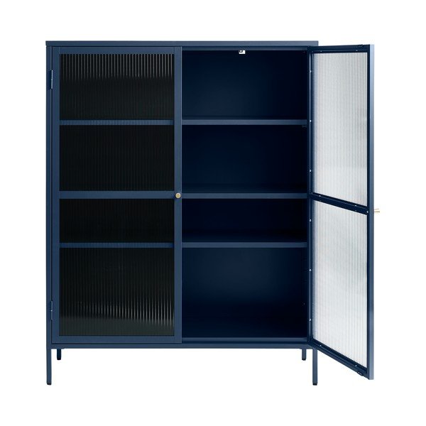 Vetrina in metallo blu Bronco, altezza 140 cm - Unique Furniture-image-3