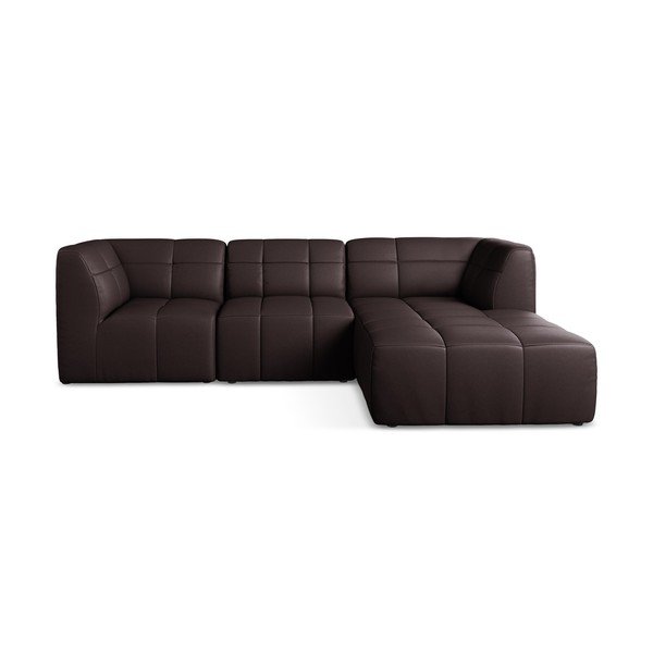 Divano angolare viola scuro (con penisola a destra/con chaise lounge) con rivestimento in finta pelle Aloha – Makamii