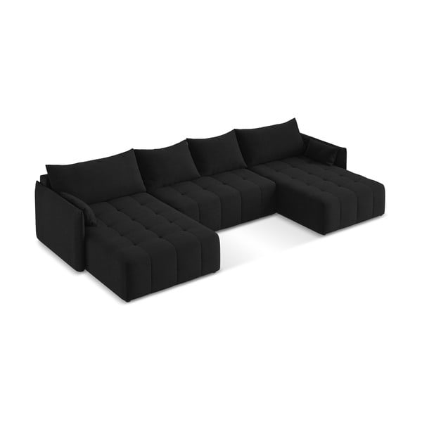 Divano angolare nero allungabile/con contenitore (a U) Moku – Makamii-image-2