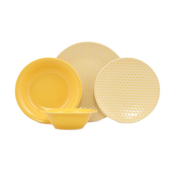 Set di 24 pezzi di piatti in porcellana gialla e bianca Amelia - Kütahya Porselen