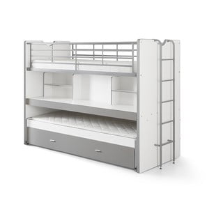 Letto da bambini a castello/estraibile bianco/grigio con contenitore/con scrivania con rete inclusa 90x200 cm Bonny – Vipack