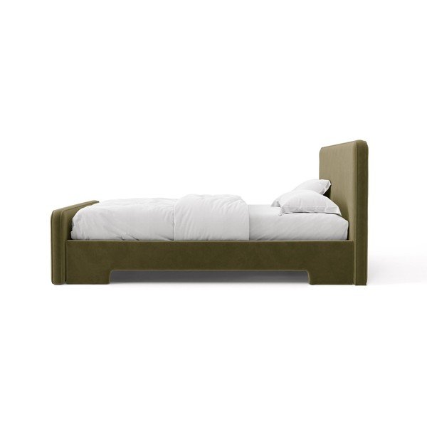 Letto matrimoniale imbottito verde chiaro con rete inclusa 160x200 cm Eda – Micadoni -image-3