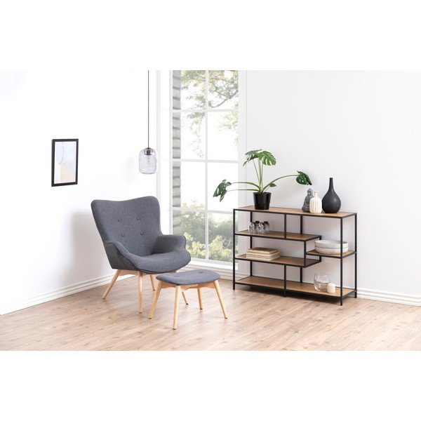 Libreria in rovere nero/naturale 114x78 cm Seaford - Actona-image-1