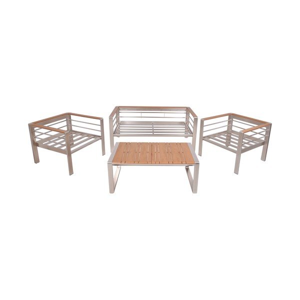 Set da giardino in metallo grigio 4 posti Florence - Garden Pleasure-image-3