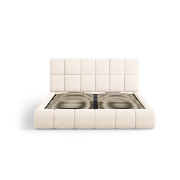 Letto beige imbottito con spazio contenitivo 140x200 cm Bellis – Micadoni Home-image-3