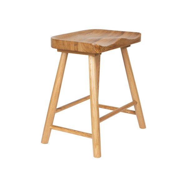 Sgabello di colore naturale in rovere massiccio Vander – White Label-image-1