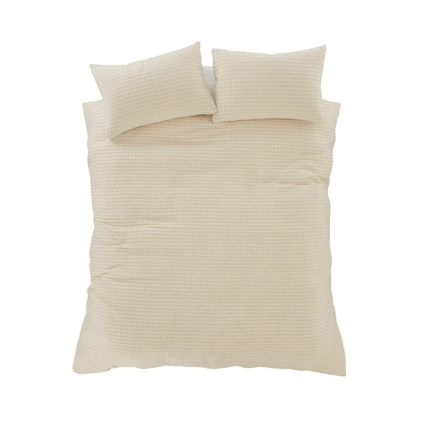 Biancheria da letto beige per letto matrimoniale 200x200 cm Muscat Waffle – Pineapple Elephant