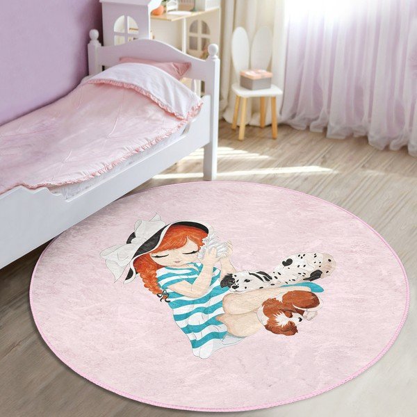 Tappeto rosa per bambini ø 100 cm Comfort - Mila Home-image-2