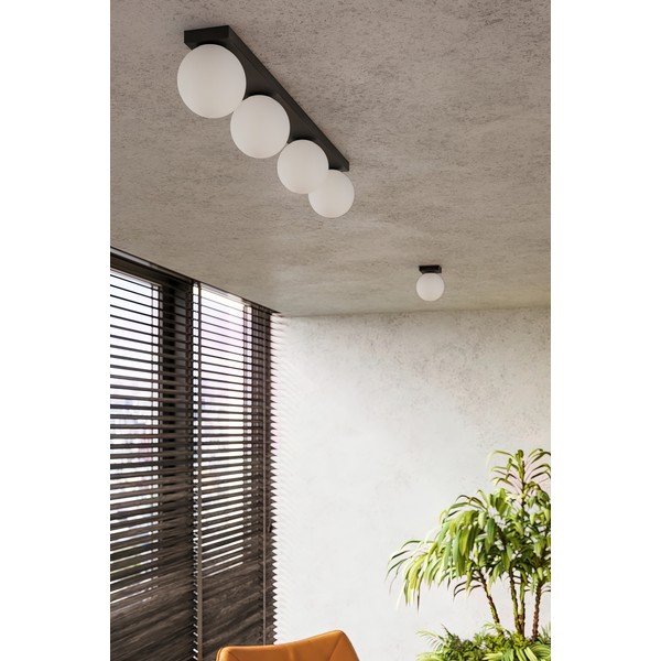 Plafoniera nera con paralume in vetro ø 12 cm Umerta – Sollux-image-1