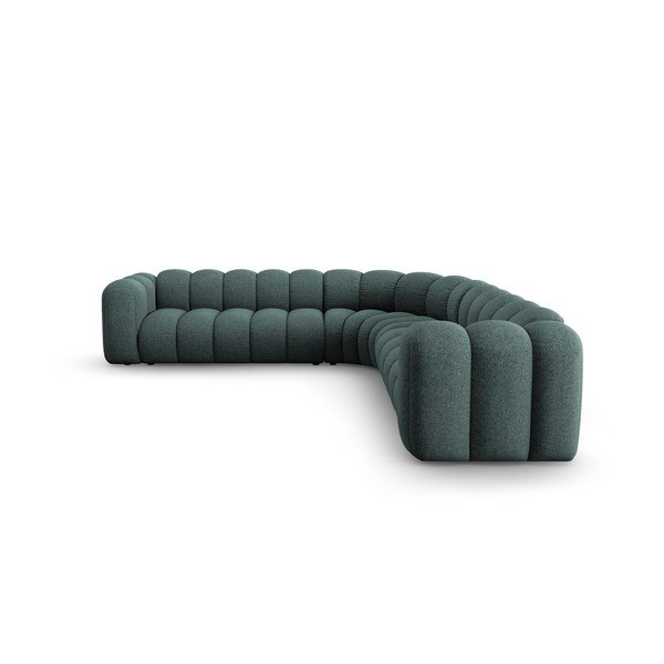 Divano angolare componibile turchese con rivestimento in ciniglia Lupine – Micadoni -image-2