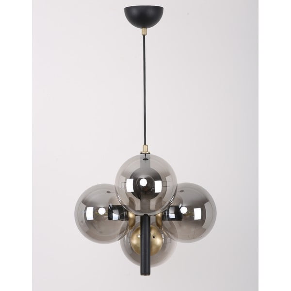 Lampada a sospensione grigio-nera con paralume in vetro ø 15 cm Forte - Squid Lighting-image-3