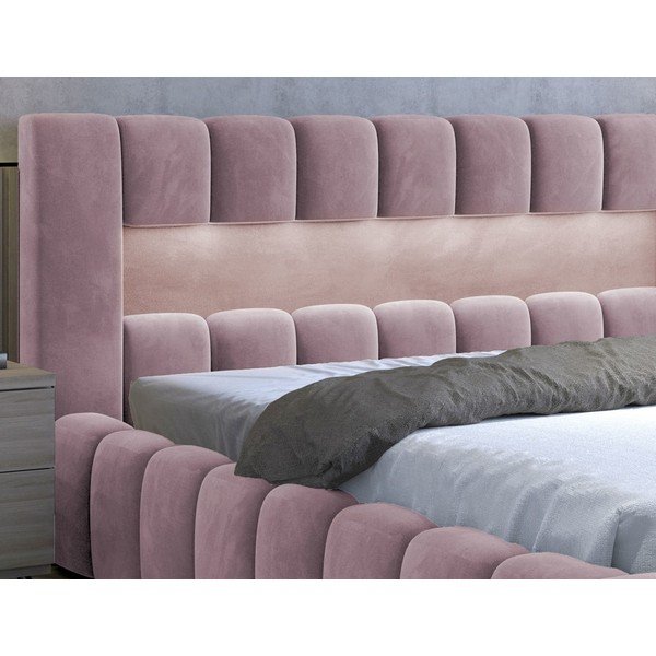 Letto matrimoniale imbottito rosa con contenitore con rete inclusa 180x200 cm Lamica – ELTAP-image-4