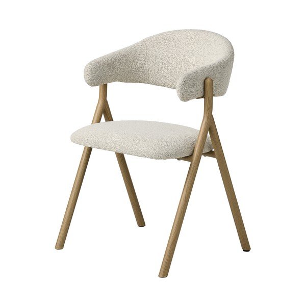 Sedia da pranzo color crema/di colore naturale imbottito con braccioli Frances – Unique Furniture
