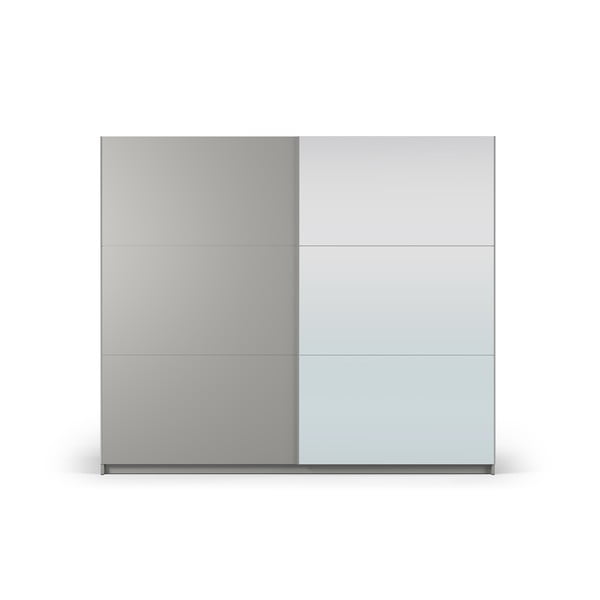 Armadio grigio con specchio e ante scorrevoli 250x215 cm Lisburn - Cosmopolitan Design
