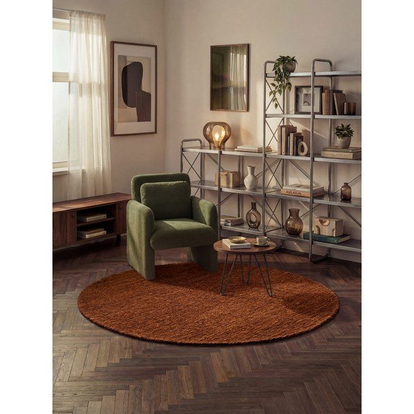 Tappeto rotondo marrone in lana tessuto a mano ø 200 cm Bexley Woolwich – Ted Baker-image-1