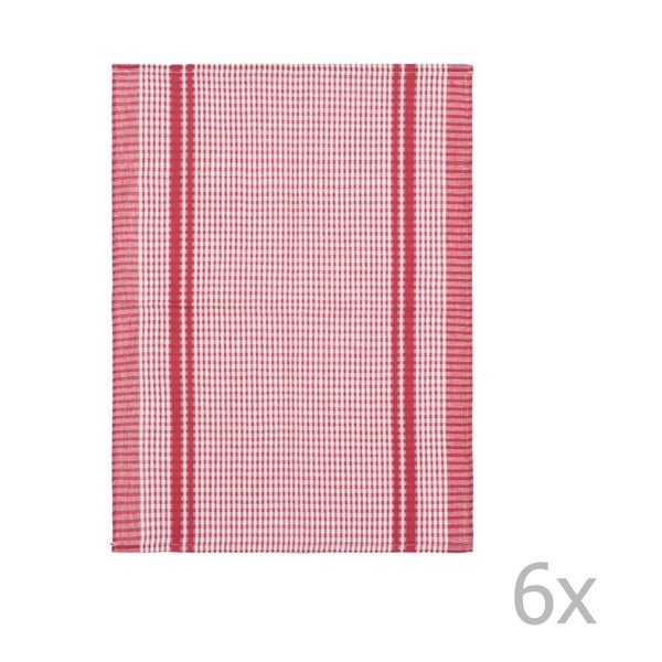 Set di 6 strofinacci in cotone rosso Waffle, 50 x 70 cm - Tiseco Home Studio