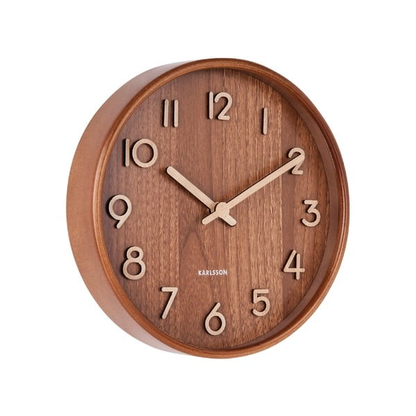 Orologio da parete in legno di tiglio marrone Piccolo, ø 22 cm Pure - Karlsson-image-1