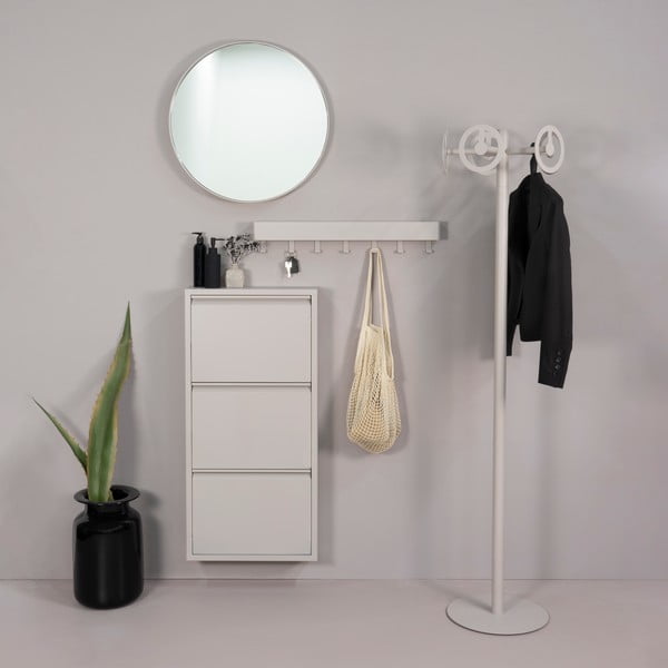 Scarpiera grigio tortora in metallo con ante ribaltabili 50x103x15 cm Billy – Spinder Design-image-4