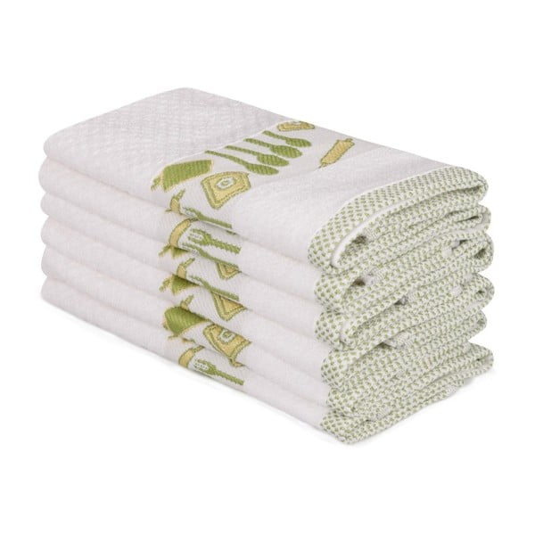 Set di 6 asciugamani in cotone bianco Beyaz Pantojo, 30 x 50 cm - Foutastic