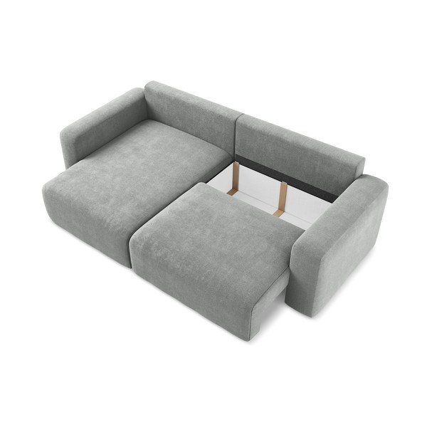 Divano angolare grigio allungabile/con contenitore (con penisola a sinistra/con chaise lounge) con rivestimento in ciniglia Kona – Makamii-image-4