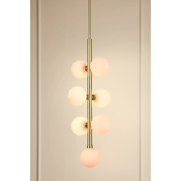 Lampadario bianco/dorato in metallo con paralume in vetro ø 27 cm Trieste – Premier Housewares-image-1