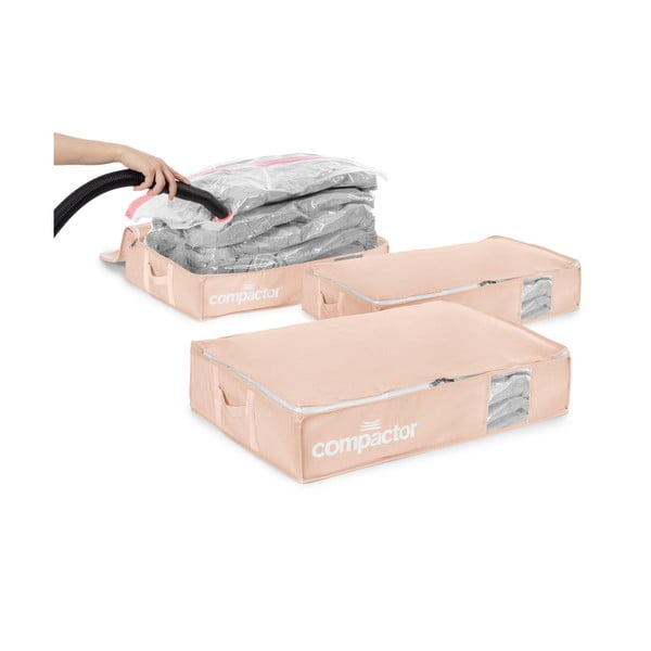 Set di organizer per sottoletto sottovuoto in plastica 3 pz 65x45x15,5 cm Pink Edition - Compactor-image-4