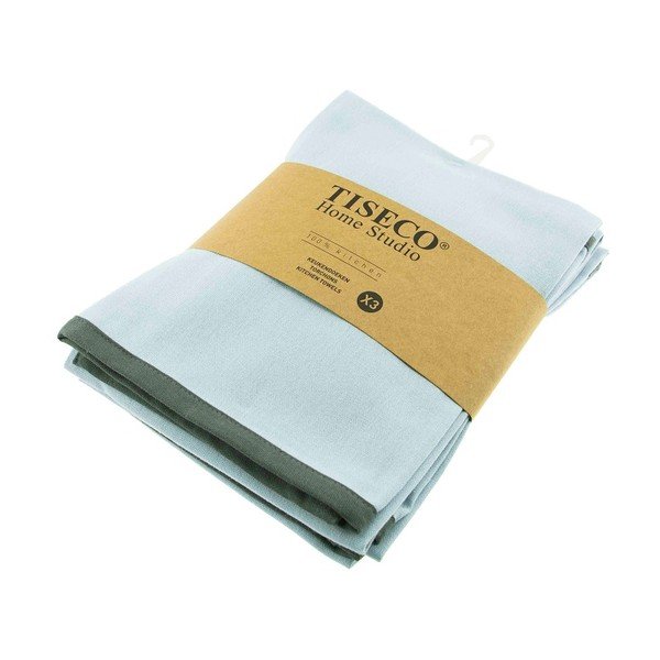 Set di 3 strofinacci in cotone blu turchese , 50 x 70 cm - Tiseco Home Studio