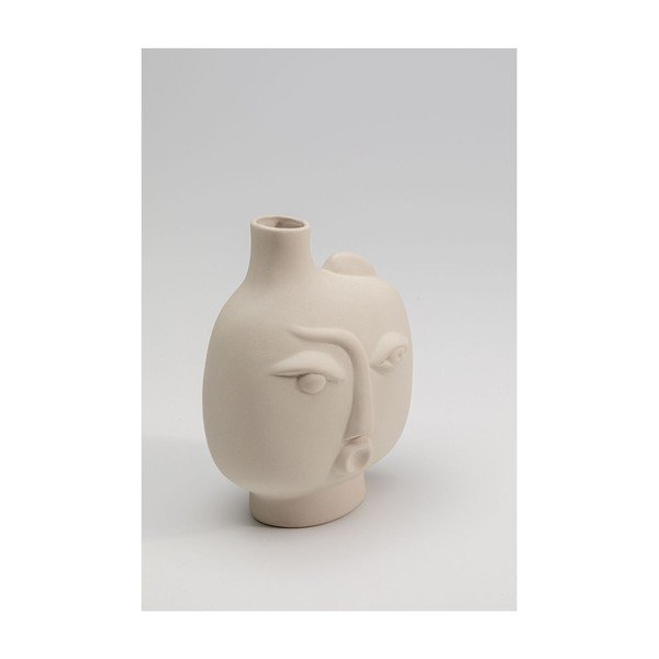Vaso in ceramica beige dipinto a mano Spherical Face - Kare Design-image-2