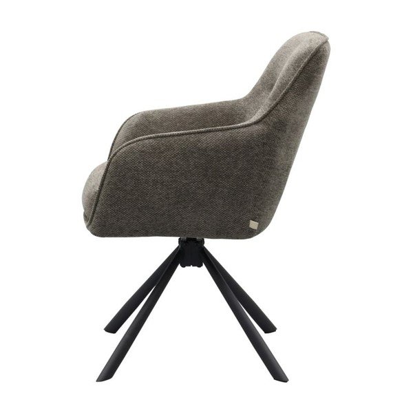 Sedia da pranzo grigio scuro imbottito con braccioli Avola – Unique Furniture-image-3