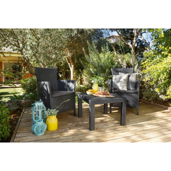 Set da giardino in rattan artificiale antracite per 2 persone Rosario - Keter-image-3