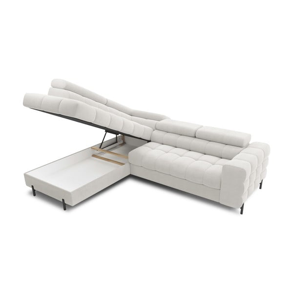 Divano angolare color crema allungabile/con contenitore (con penisola a sinistra/a L) con rivestimento in bouclé Ferucce – ELTAP-image-4